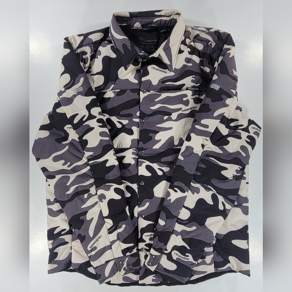Truewerk Flac Shacket Jacket Insulated Overshirt Snow Camo Mens XL Snap Front